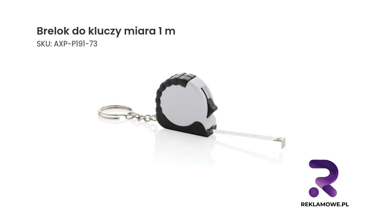 Brelok do kluczy, miara 1 m Brelok do kluczy z miarą 1 m – praktyczny brelok z miarką do codziennego użytku